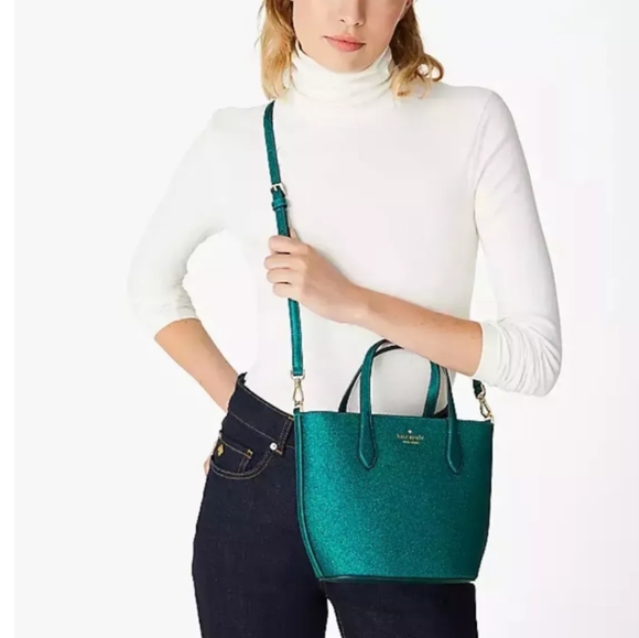 Kate Spade-Glimmer Glitter Satchel / Crossbody (Festive Teal) - Picture 1 of 5
